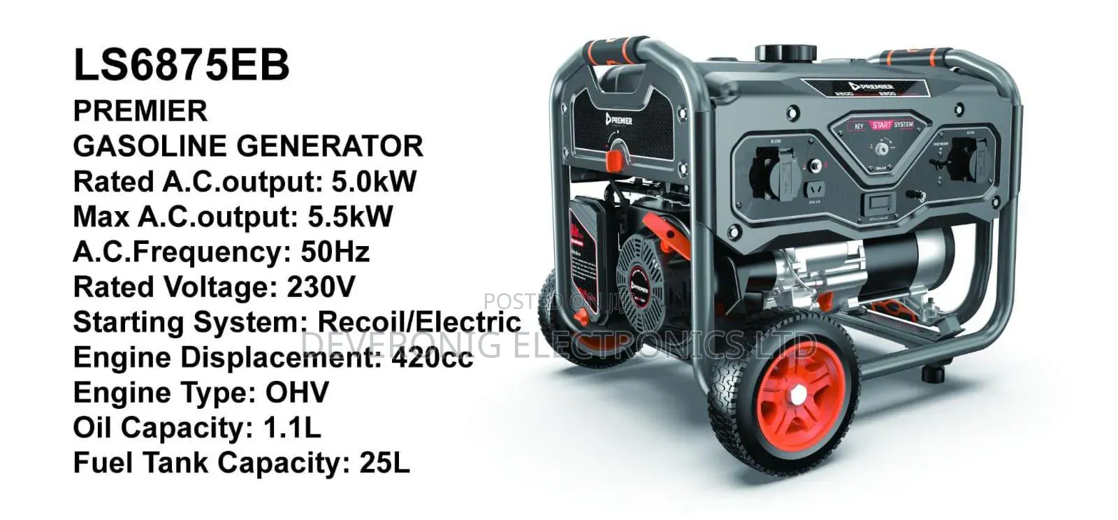 Premier Gasoline Generator 5.5kw Ac Power Output