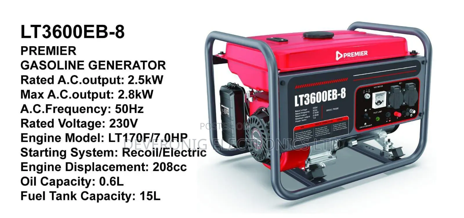 Premier Gasoline Generator 2.8kw Ac Power Output