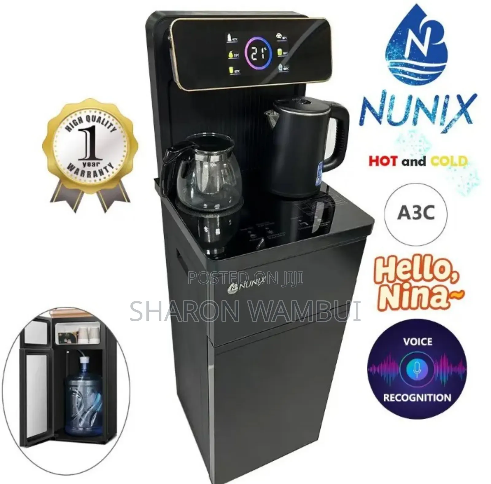 Nunix A3c Hot and Cold Bottom Load Water Dispenser With Voice