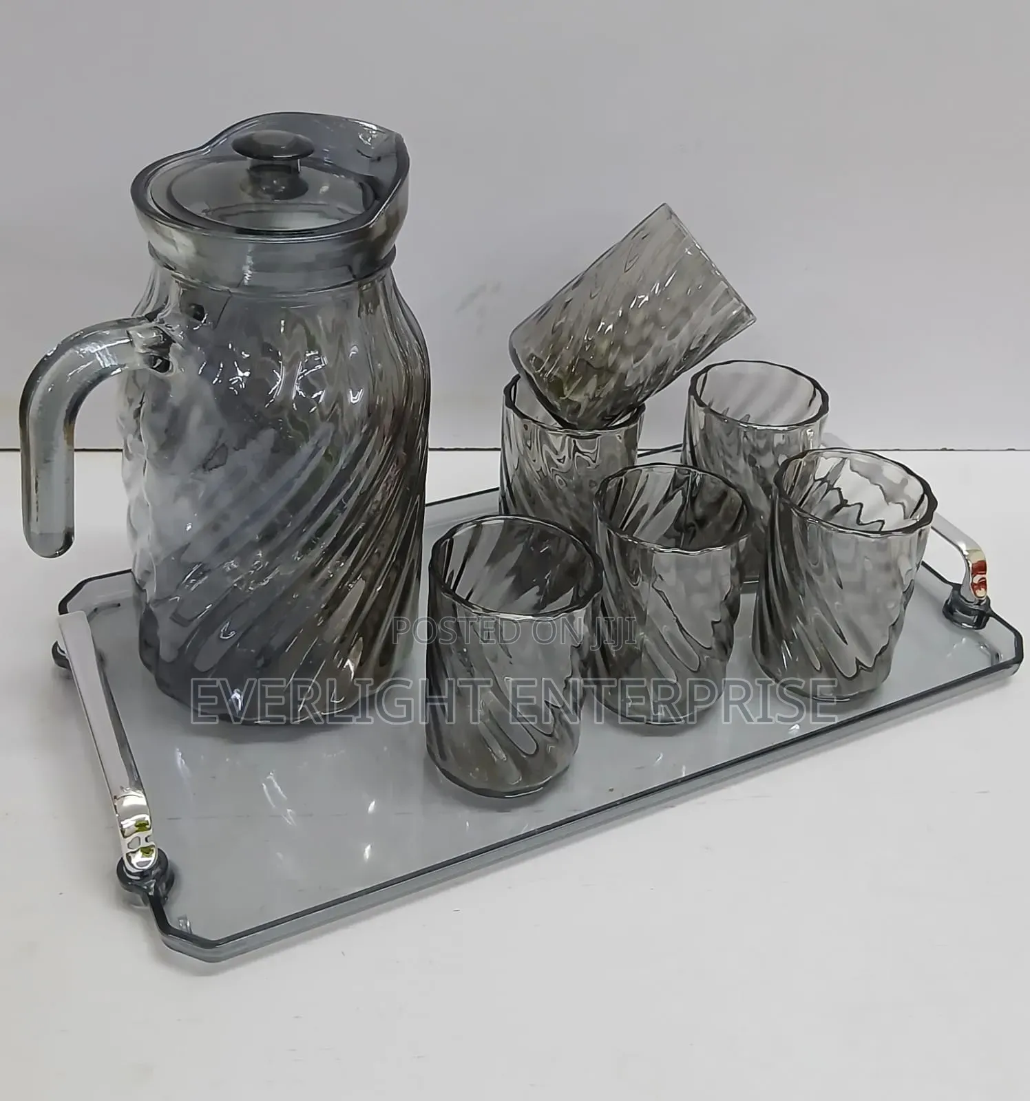 *Glass Jug With Glasses + Tray Available
