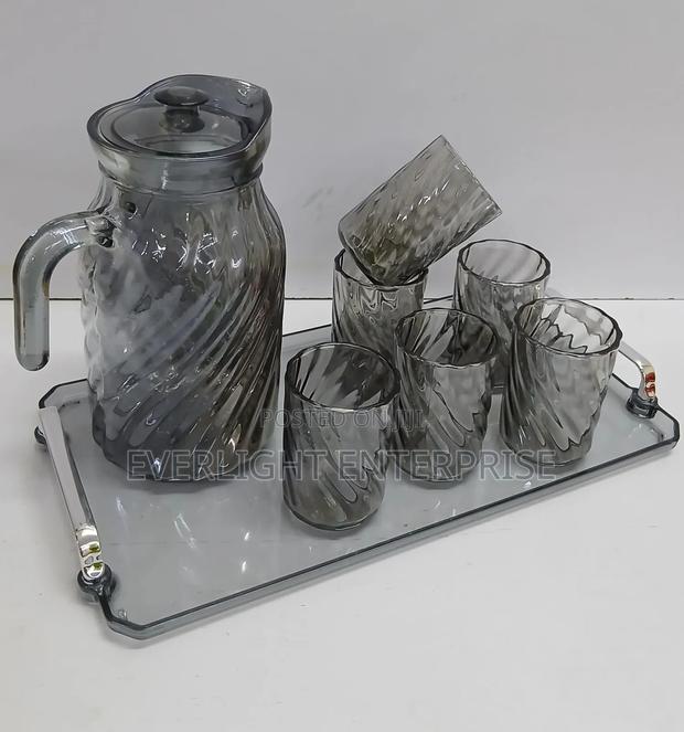 *Glass Jug With Glasses + Tray Available