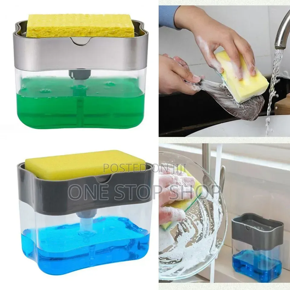 Kitchen Dish Washing Clear Soap Dispenser With Sponge