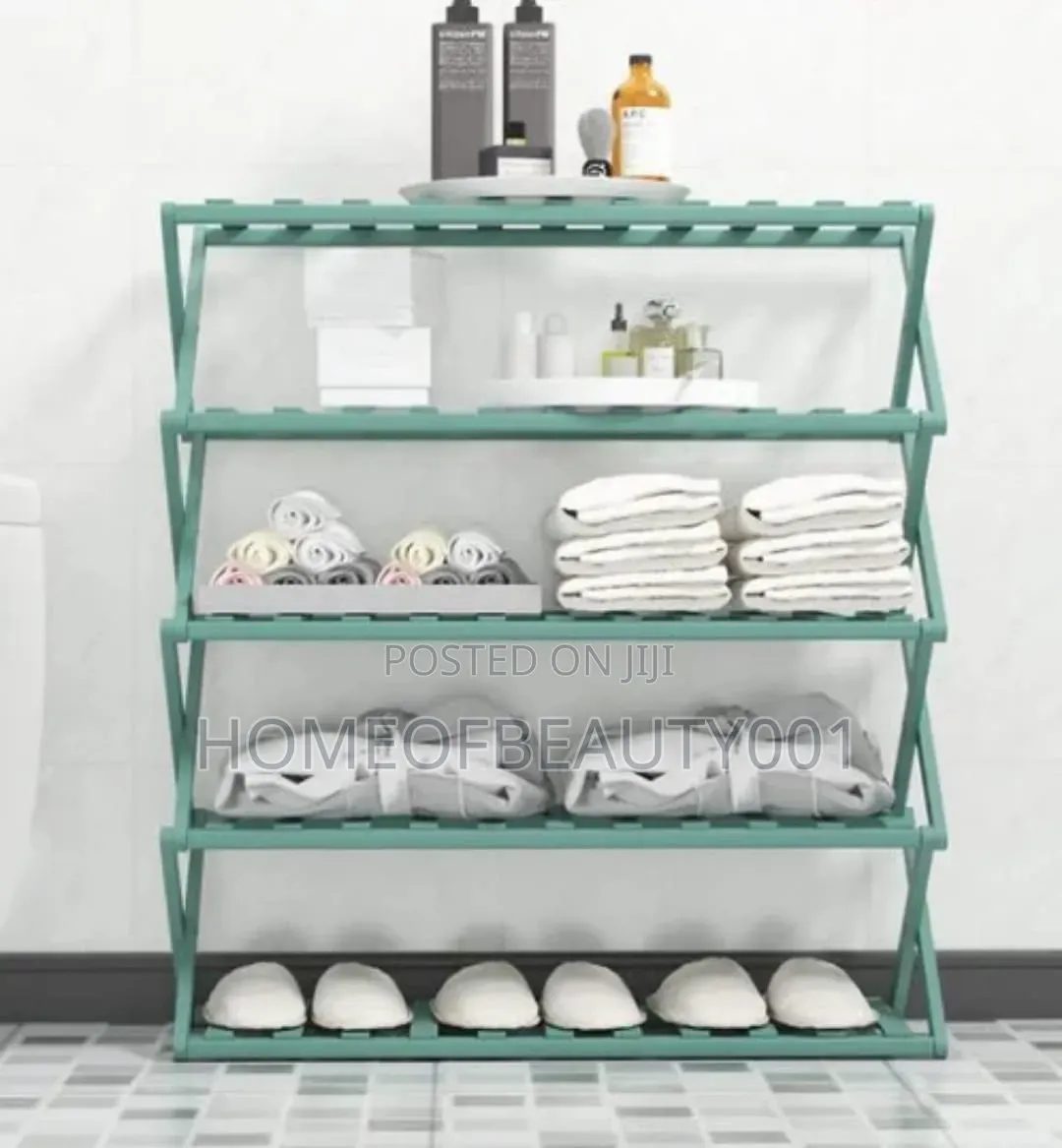 Foldable Bamboo Shoe Rack Stand / Multifunctional Organizer.