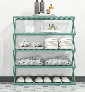 Foldable Bamboo Shoe Rack Stand / Multifunctional Organizer.