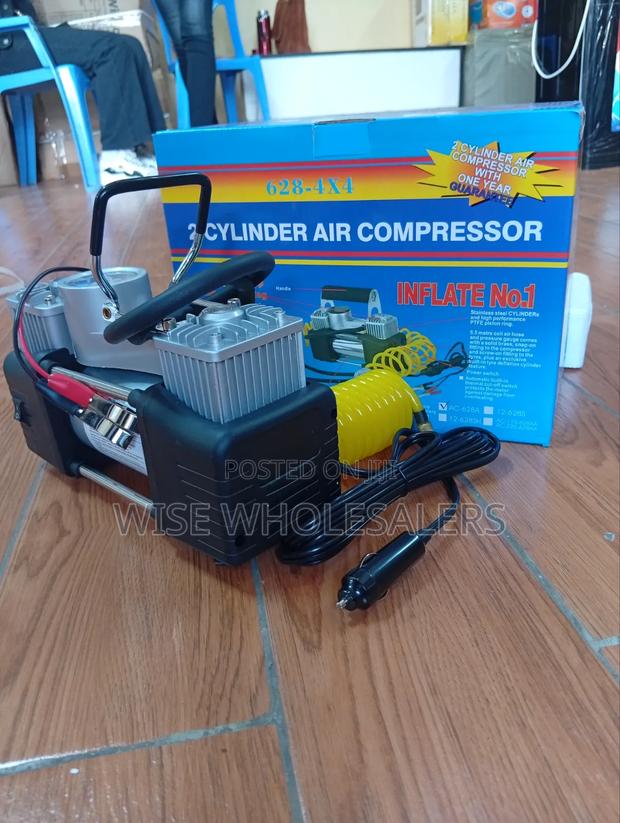 2-cylinder Black Car Air Compressor - Tire Inflator For Cars