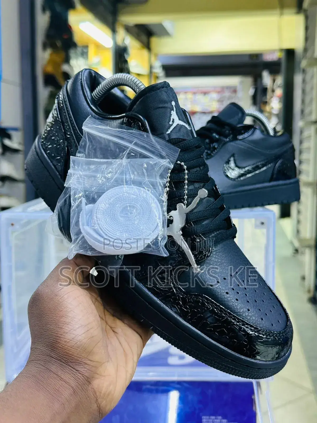 Air Jordan 1 Low Black Patent Elephant