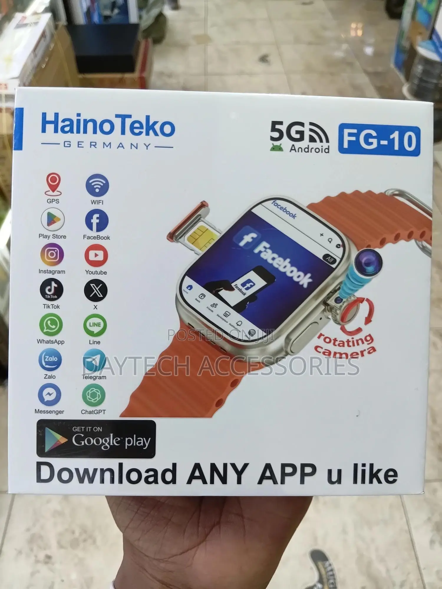 Hainoteko Fg-10 5g Android Smartwatch Featuring a Rotating Camera.