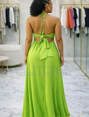 Cyan Chiffon a-Line Halter Bridesmaid Dress