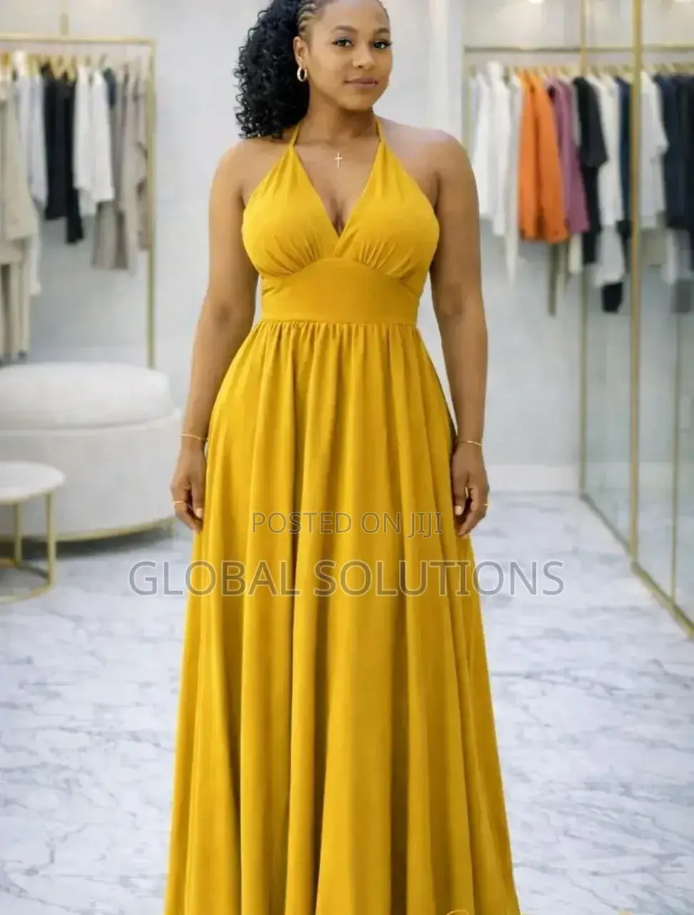 Cyan Chiffon a-Line Halter Bridesmaid Dress