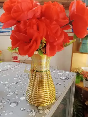 Red Plastic Flowers Decor