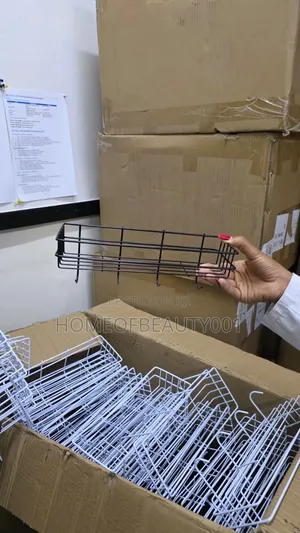 Sleek Metallic Storage Caddy With Hooks.