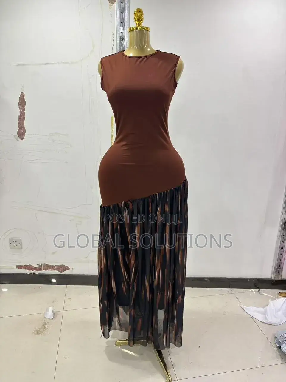 Mixed-Media Maxi Dress