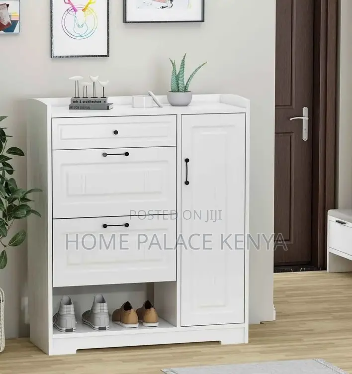 Shoe Cabinet: Wooden Shoe Rack Cabinet With 2 Flip Drawers