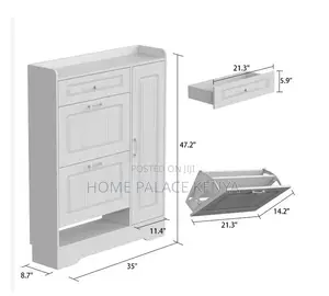 Shoe Cabinet: Wooden Shoe Rack Cabinet With 2 Flip Drawers