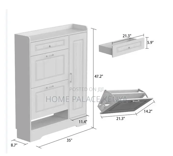 Shoe Cabinet: Wooden Shoe Rack Cabinet With 2 Flip Drawers