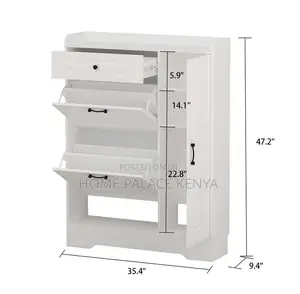 Shoe Cabinet: Wooden Shoe Rack Cabinet With 2 Flip Drawers