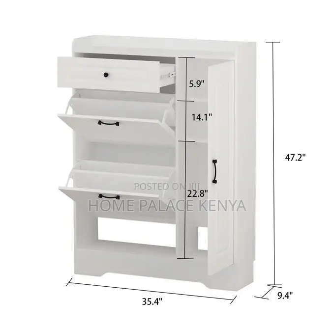 Shoe Cabinet: Wooden Shoe Rack Cabinet With 2 Flip Drawers
