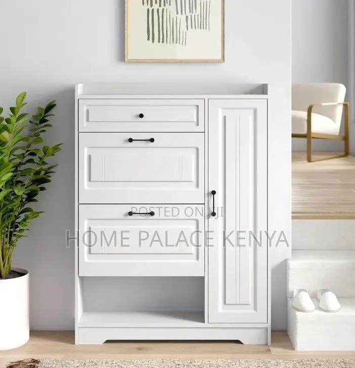 Shoe Cabinet: Wooden Shoe Rack Cabinet With 2 Flip Drawers