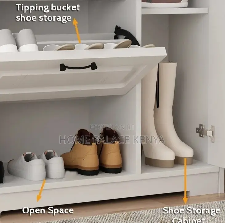 Shoe Cabinet: Wooden Shoe Rack Cabinet With 2 Flip Drawers