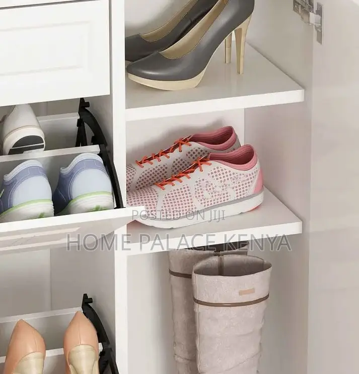Shoe Cabinet: Wooden Shoe Rack Cabinet With 2 Flip Drawers