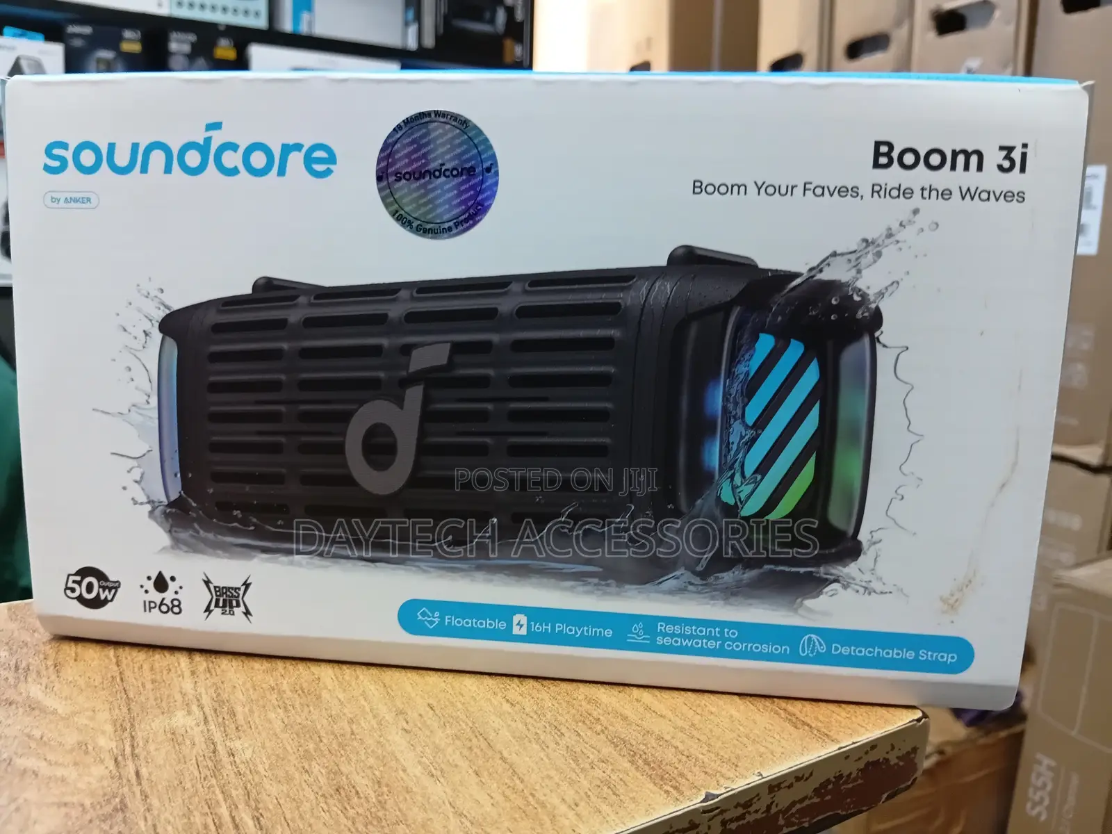 Soundcore by Anker Boom 3i Portable Rugged Outdoor Speaker in Black.