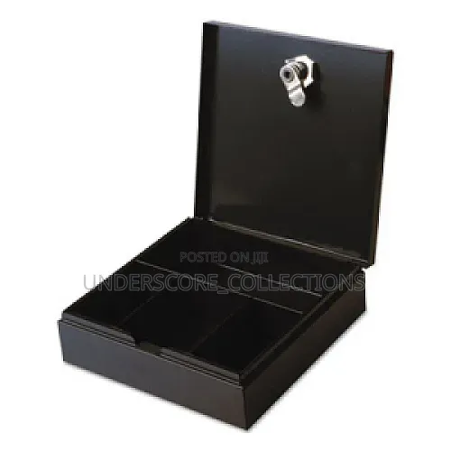 Space-Saving Steel Security Box, Cash, Coin Compartments