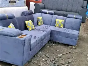White Leather 6 Seater Sofa Set L Shaped