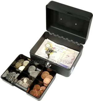 Mini Cash Box With Lock, Small Safe With 6 Compartments