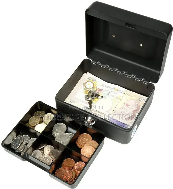 Mini Cash Box With Lock, Small Safe With 6 Compartments