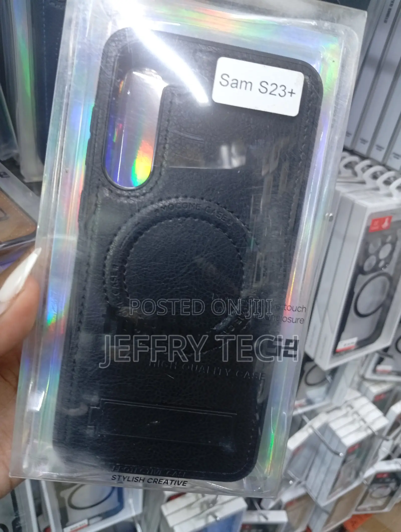 Black, Leather-Style Samsung Galaxy S23+ Phone Case