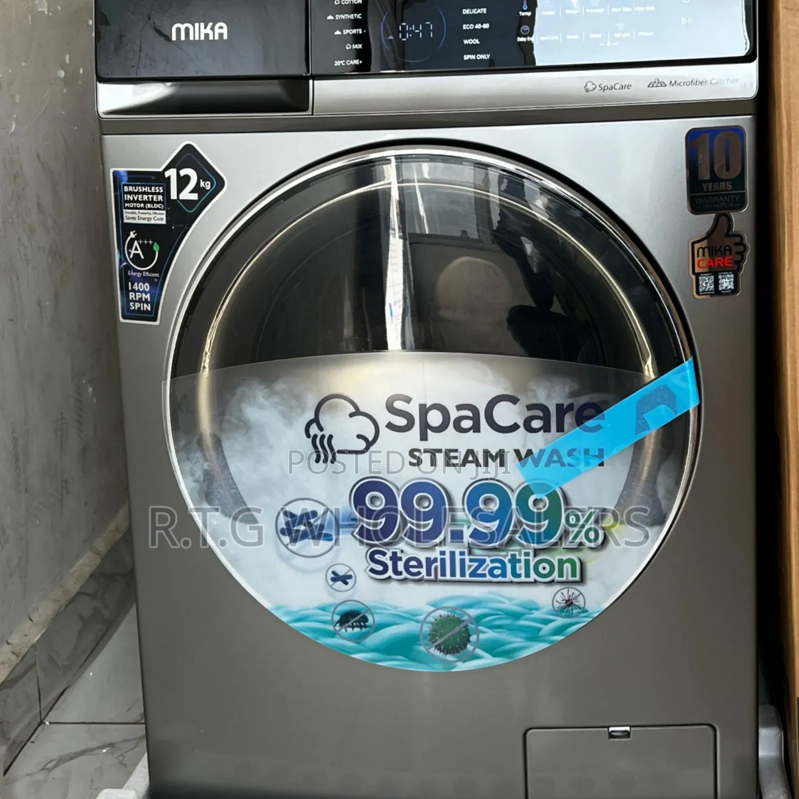 Mika 12kg Front Load Inverter Washing Machine Dark Silver