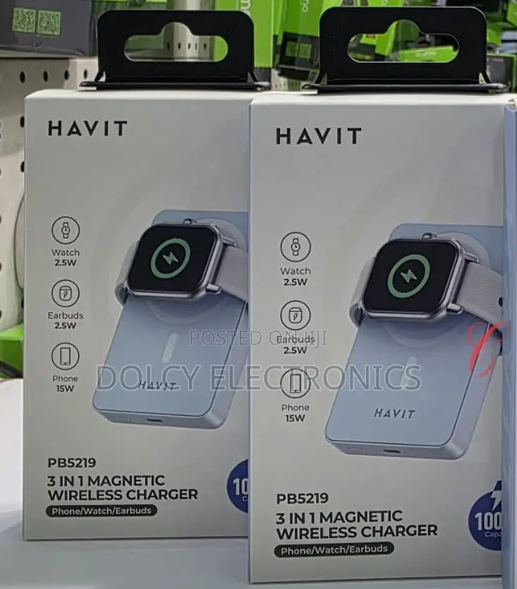 Havit Pb5219 3 in 1 10000mah 20w Magnetic Wireless Powerbank