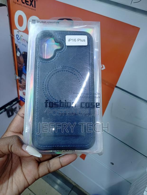 Black Leather-Style Phone Case for the iPhone 16 Plus - main view