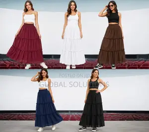 Tiered Boho Maxi Skirt With a High Waist and a Flowy, Pleated Design