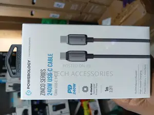 This Is a Powerology Zinco Series 240w Usb-C Cable in Dark Gray.