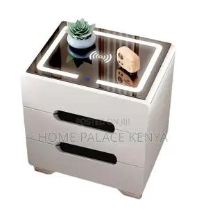 Bedside Table: 3 Drawer Led Smart Nightstand