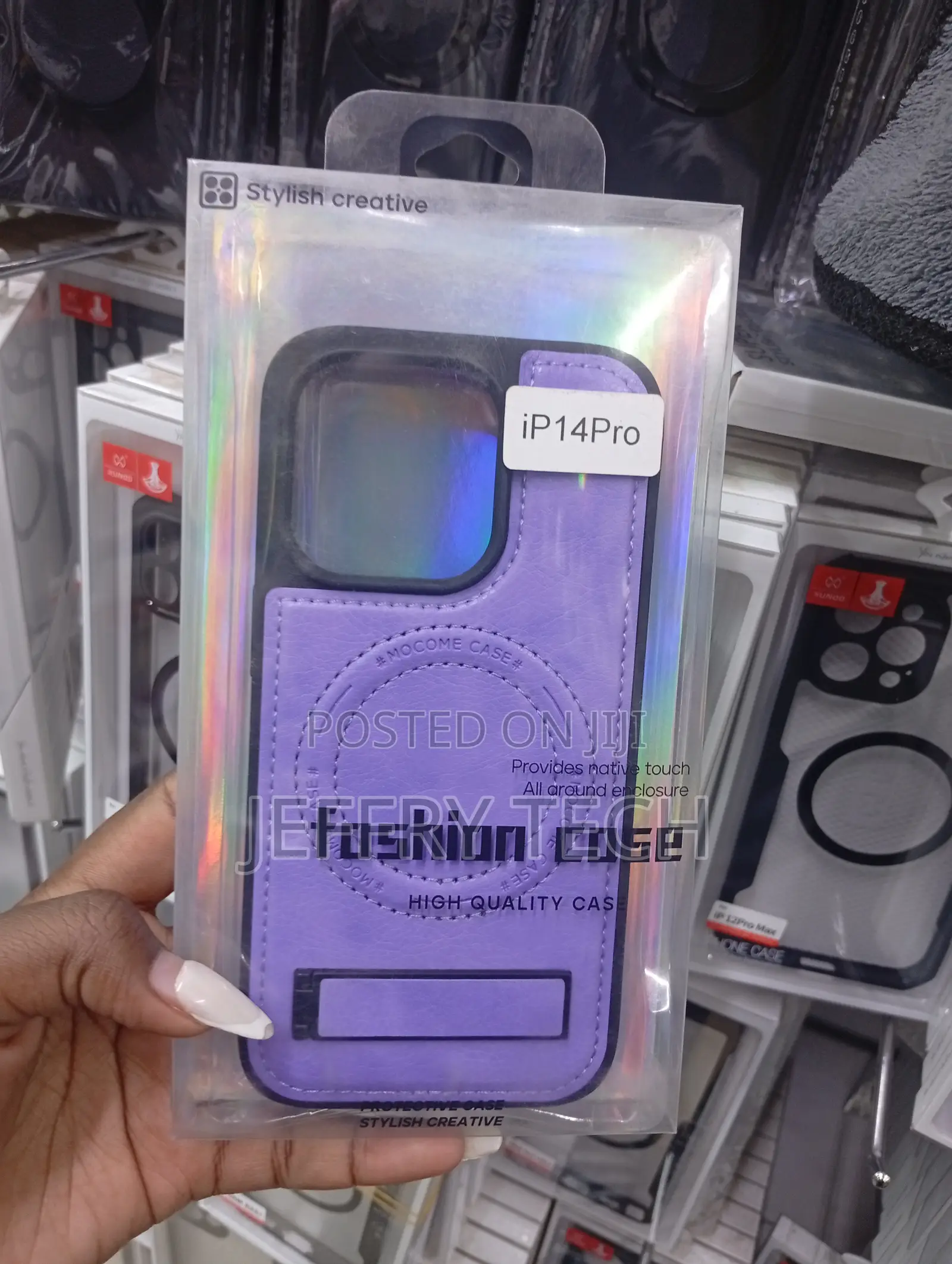 These Are Purple Pu Leather Fashion Cases for an iPhone 14 Pro.