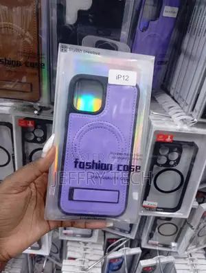 This Is a Fashion Case for an Apple iPhone 12 Made of Purple Leather.