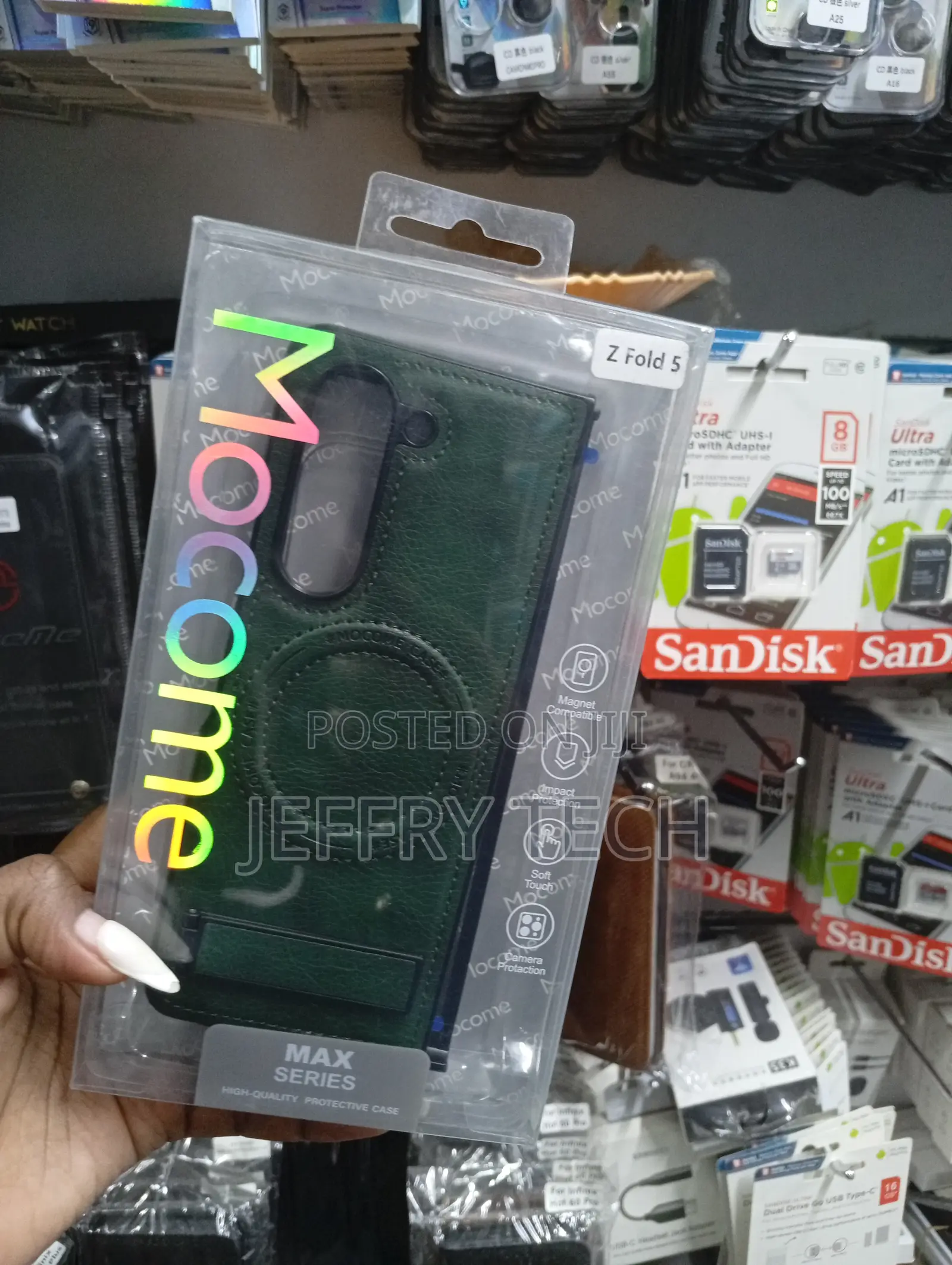 Green Max Series Leather Phone Case for the Samsung Galaxy Z Fold 5.