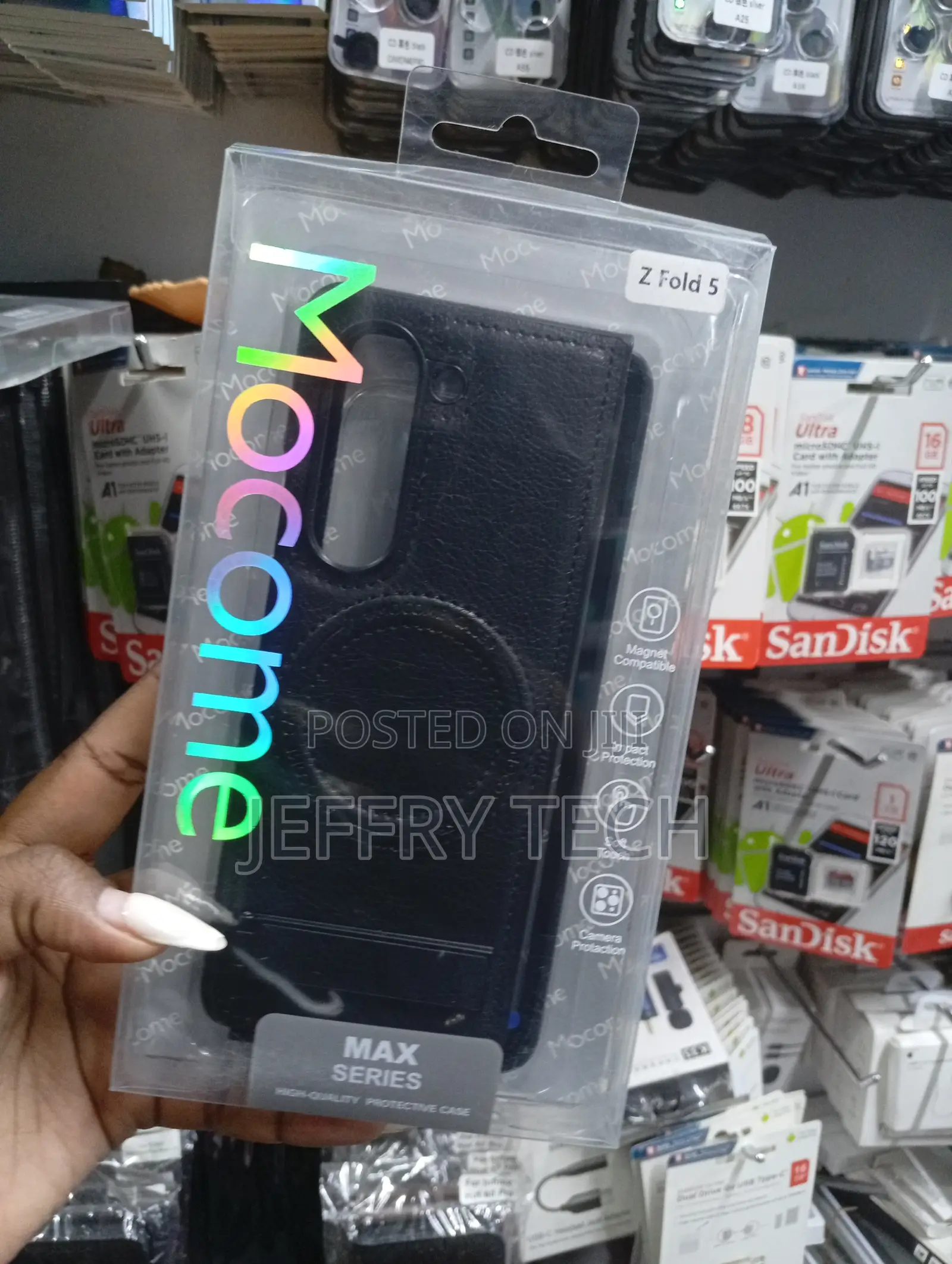 Lack Leather Magnetic Case for the Samsung Galaxy Z Fold 5.