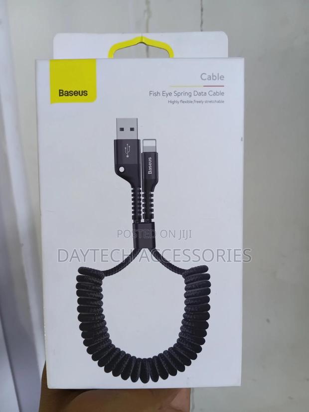 Baseus Fish Eye Series Spring-coiled Usb-a To Lightning Cable In Black