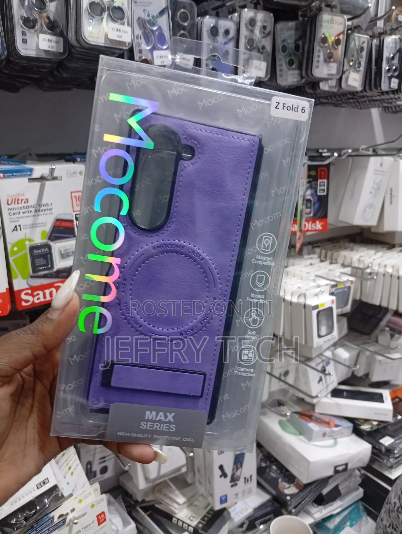 Mocome Max Series Purple Leather Case for the Samsung Galaxy Z Fold 6.