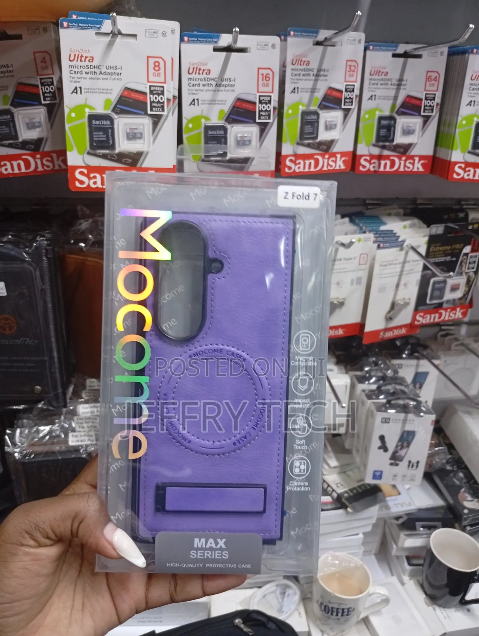 Series Purple Leather Flip Case for a Samsung Galaxy Foldable Phone.