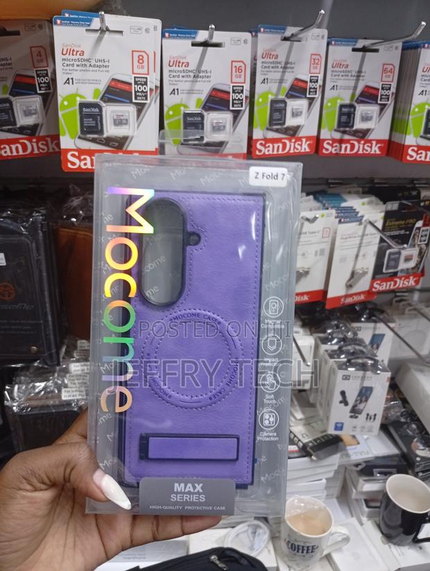 Series Purple Leather Flip Case for a Samsung Galaxy Foldable Phone.
