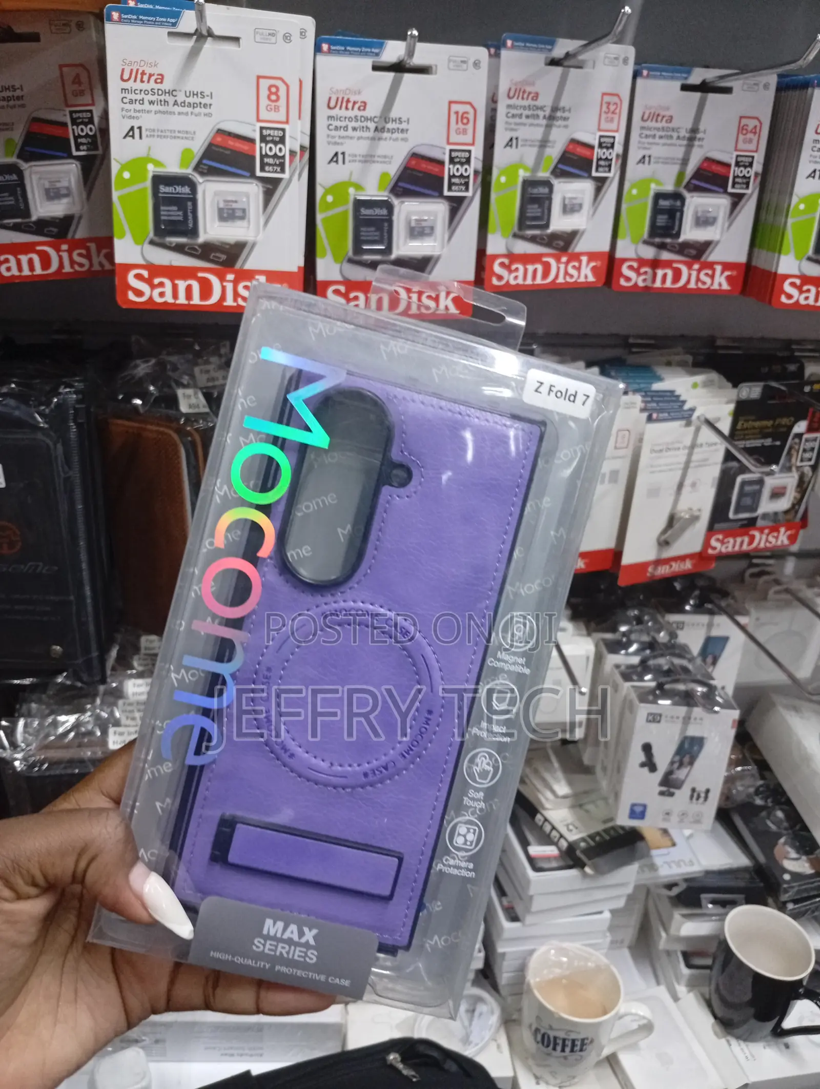 Series Purple Leather Flip Case for a Samsung Galaxy Foldable Phone.