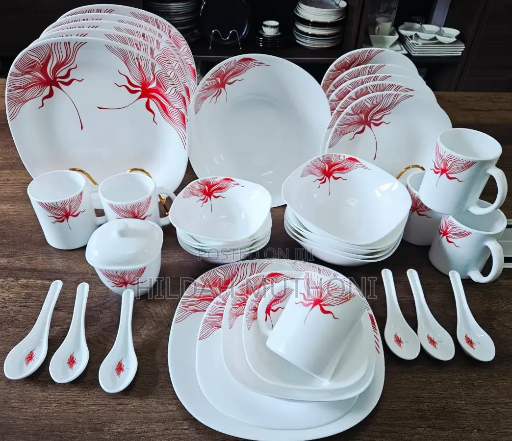 39pcs Square Opal Glass Dinner Set