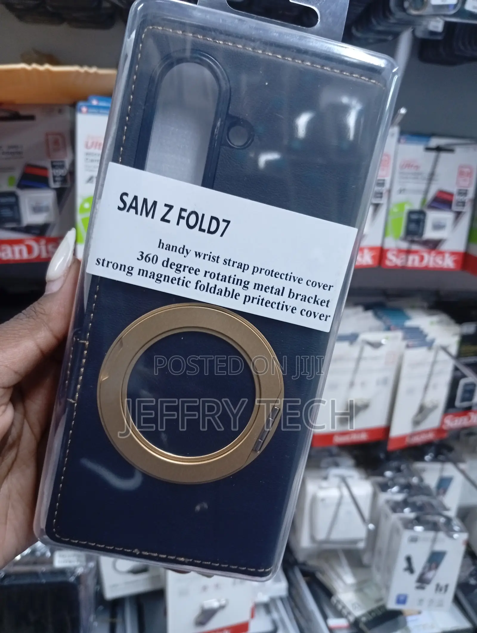 Blue Premium Leather Protective Case for the Samsung Galaxy Z Fold7