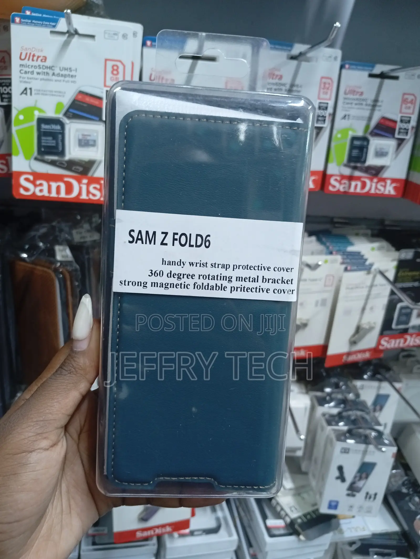 Green Textured Leather Flip Case for a Samsung Galaxy Z Fold6