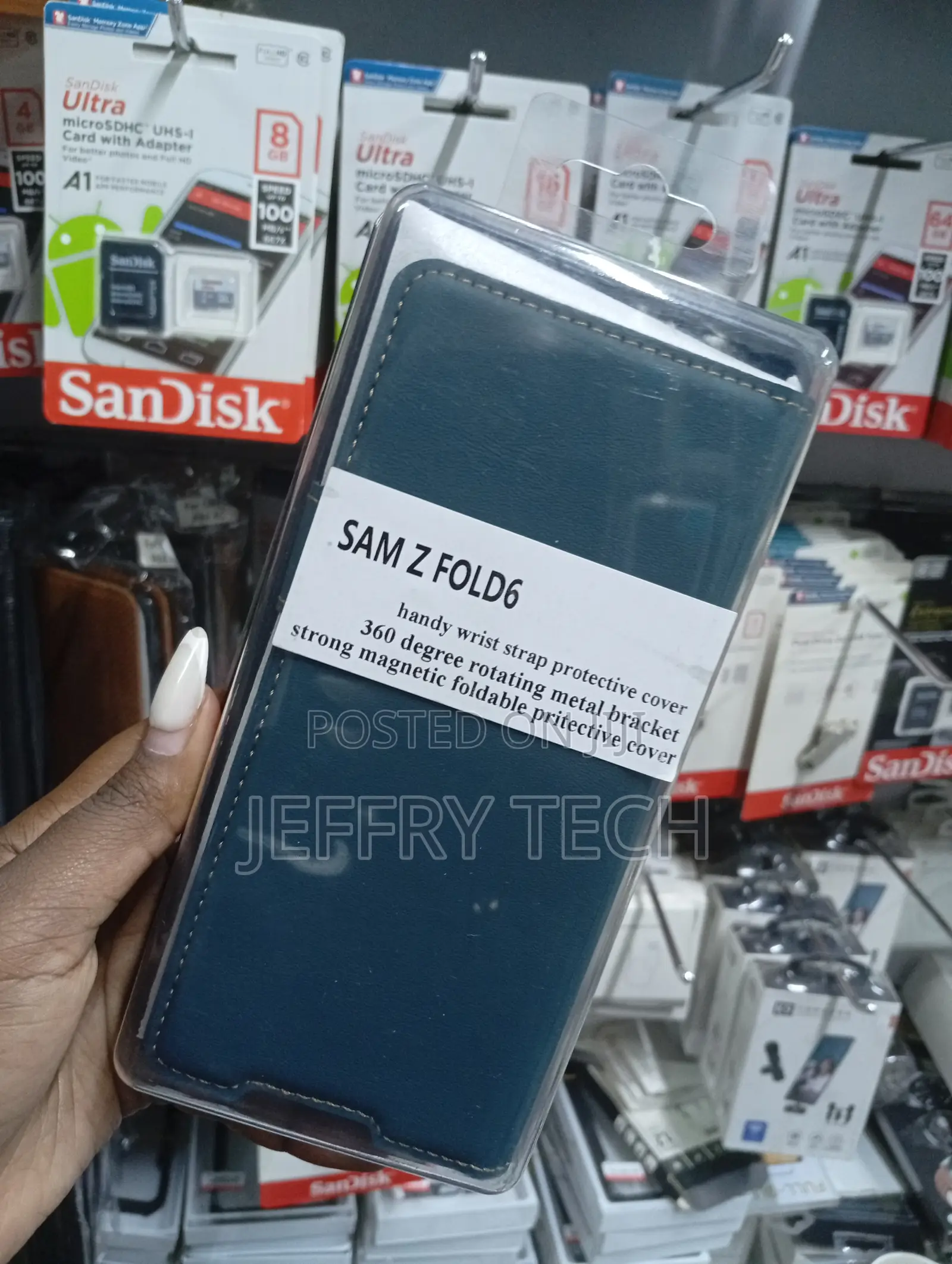 Green Textured Leather Flip Case for a Samsung Galaxy Z Fold6