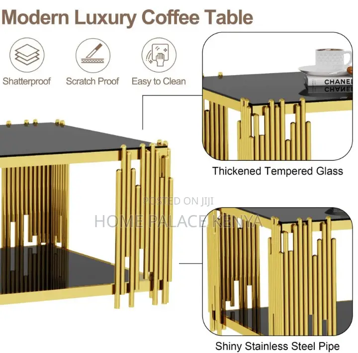 Coffee Table: Rectangle Coffee Table With Fluted Tempered Glass